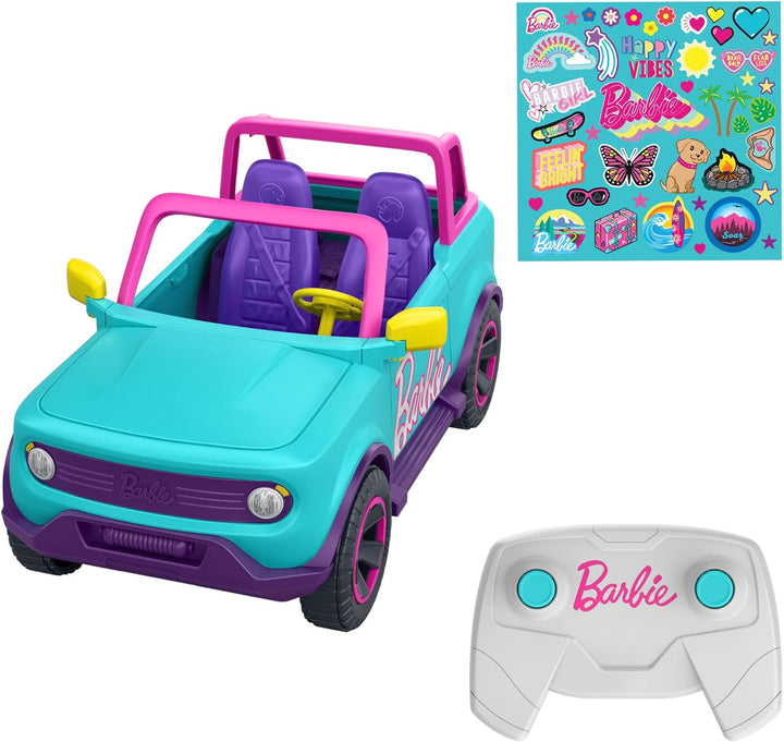 Hot Wheels RC Toy Car, Remote-Control Pink Convertible, Can Hold 2 Fashion Dolls & Trunk Opens for Storage, Sticker Sheet for Customizing