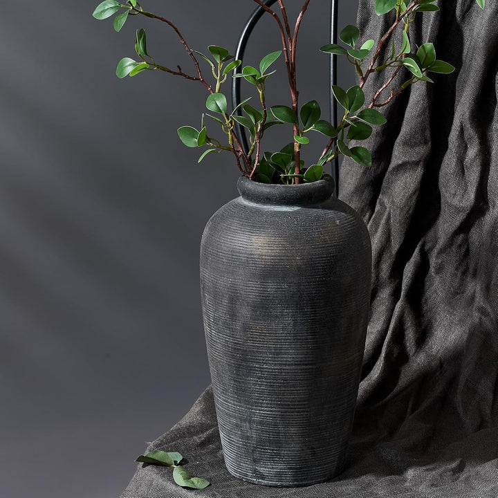 Rustic Bronze Ceramic Vase 11 Inch