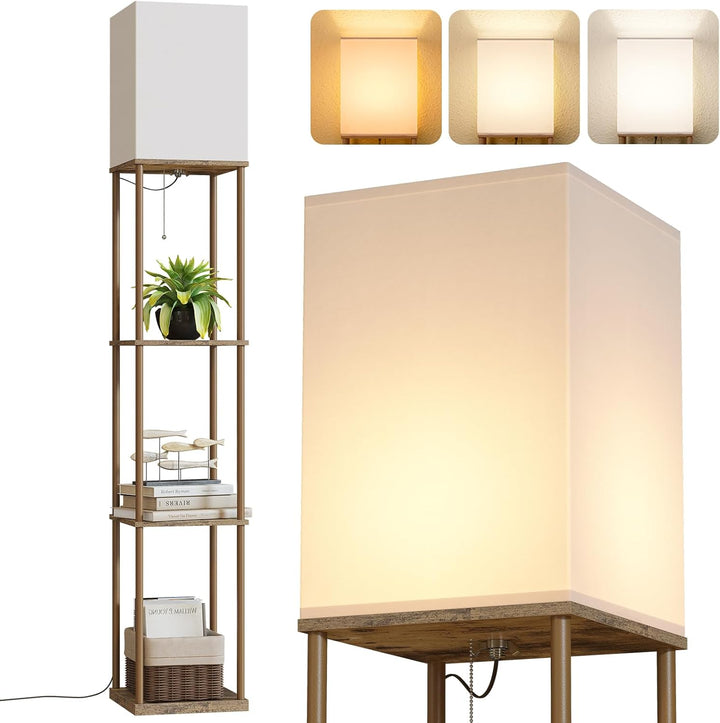 Modern Shelf Floor Lamp - Black