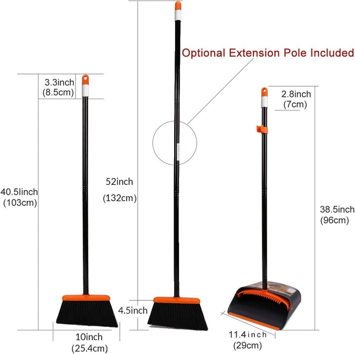 52" Broom & Dustpan Set for Home & Office
