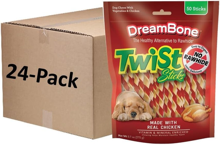 Real Chicken Twist Sticks for Dogs - 50 Ct