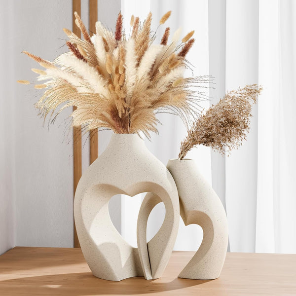 Heart Shaped Ceramic Vases Set of 2