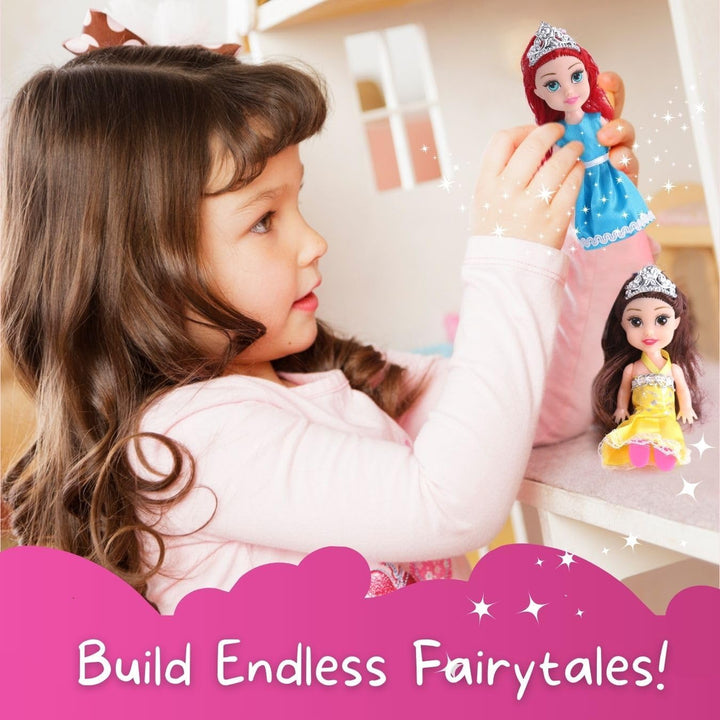 Little Royal Princess Toddler Dolls with Dresses, Girls Imaginative Pretend Play Small Dolls Party Favors Collection (6 Pack)