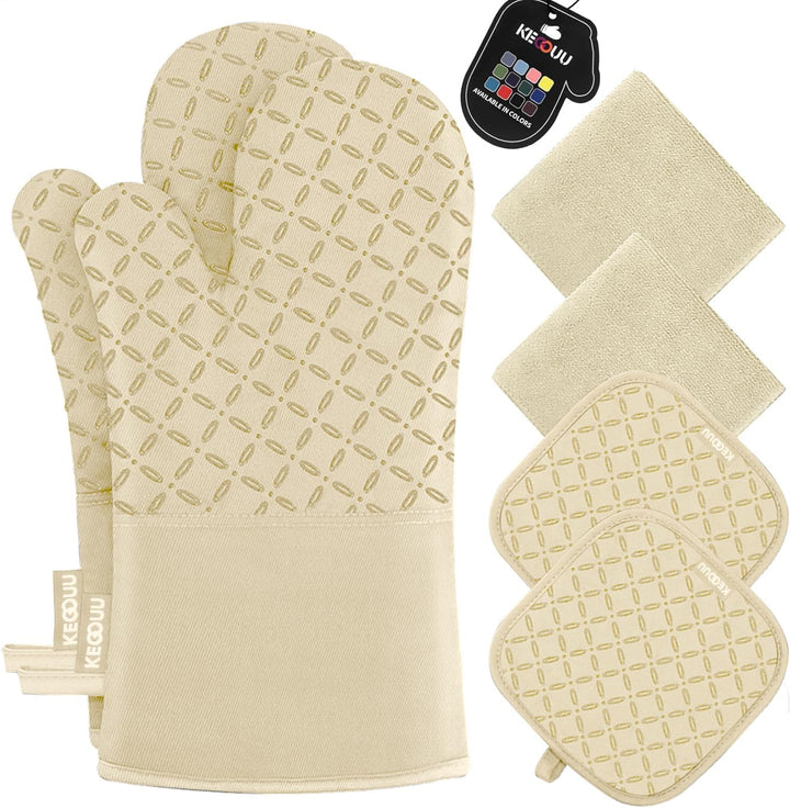 6Pcs Heat-Resistant Oven Mitts & Potholders