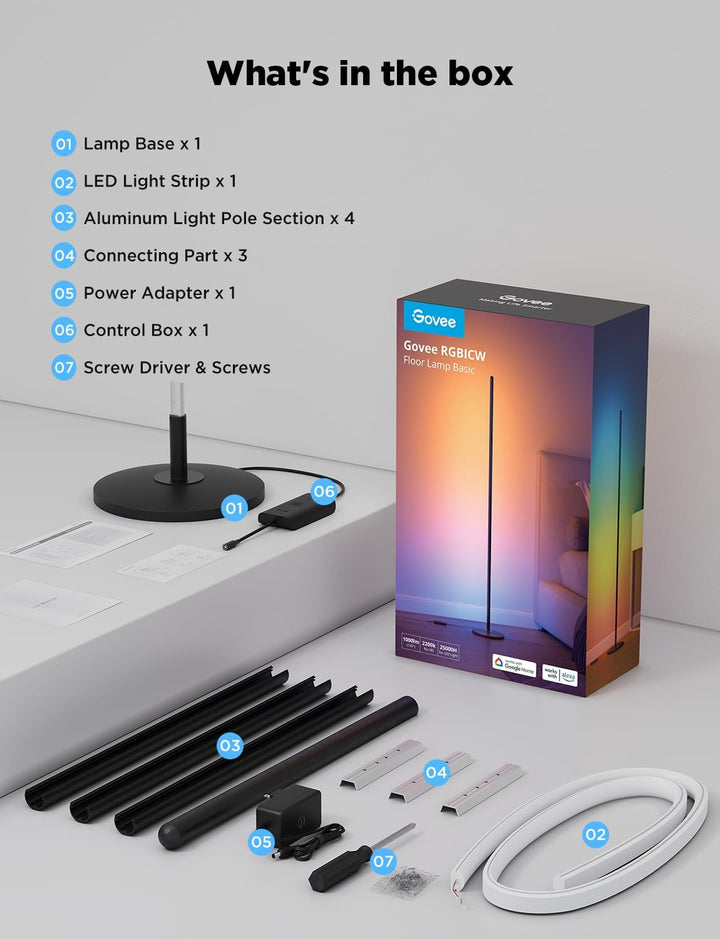 RGBIC LED Floor Lamp with Music Sync