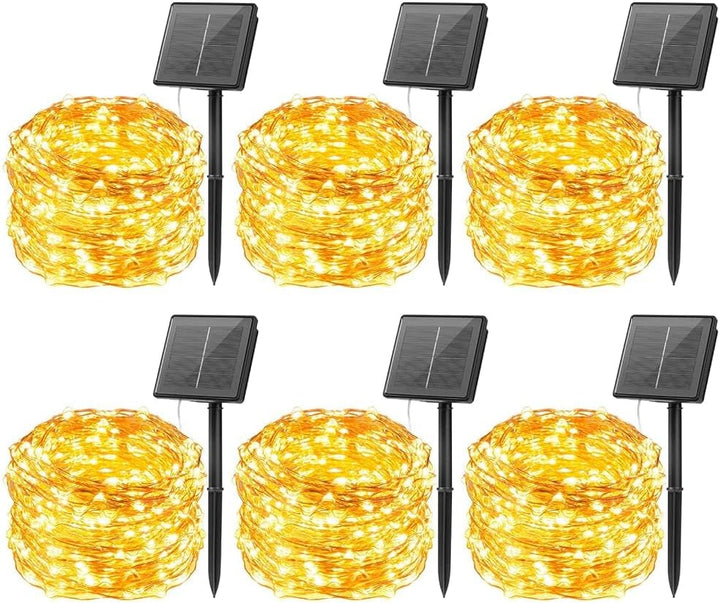 Solar String Lights for Outside, 33Ft 100 LED Outdoor Solar Fairy Lights, 8 Modes Balcony Lights for Tree Patio Christmas Party Wedding Decor (Warm White)