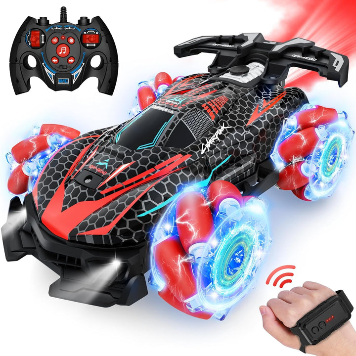 RC Stunt Car, Gesture Sensing RC Cars for Boys Girls, 2.4Ghz 4WD Remote Control Car with 360° Rotating, Lights, Music, Spray, Toy Cars for Kids Age 6 7 8 9 10 11 12 Year Old Birthday Gifts