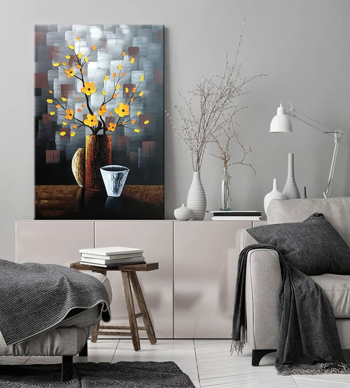 Hand-Painted Abstract Floral Canvas Art