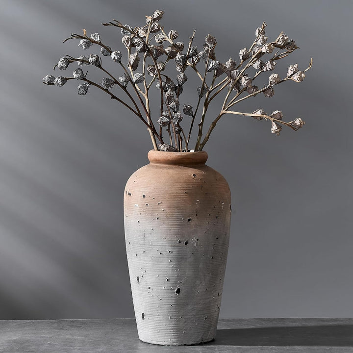 Rustic Bronze Ceramic Vase 11 Inch