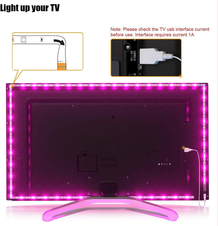 RGB LED TV Backlight with Remote, 8.2ft