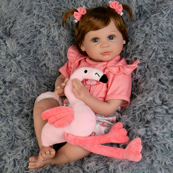 Reborn Baby Dolls Girl, 22 Inch Lifelike Realistic Silicone Baby Girl Doll That Look Real Packaged with Feeding Toy Accessories Set,Gift for Grandma and Kids 3+