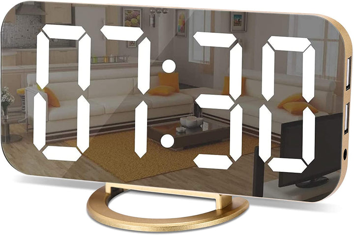LED Mirror Alarm Clock - White