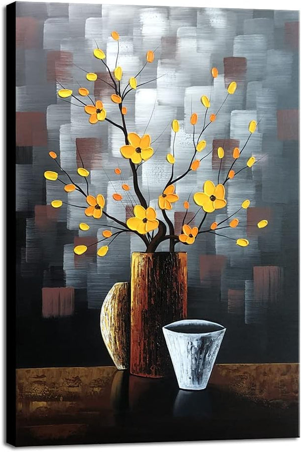 Hand-Painted Abstract Floral Canvas Art