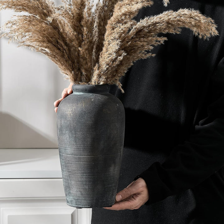 Rustic Bronze Ceramic Vase 11 Inch