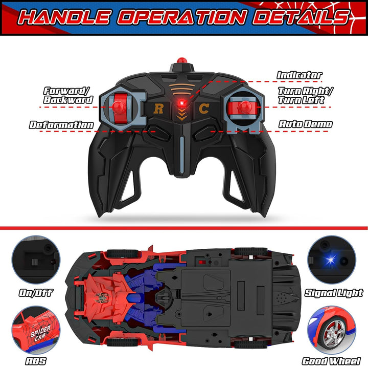 Transform Rc Cars for Boys 4-7 8-12, 2.4Ghz Remote Control Car 1:18 Scale Transforming Robot, One-Button Deformation 360° Rotation Car Toy Gifts for Boys 3-5