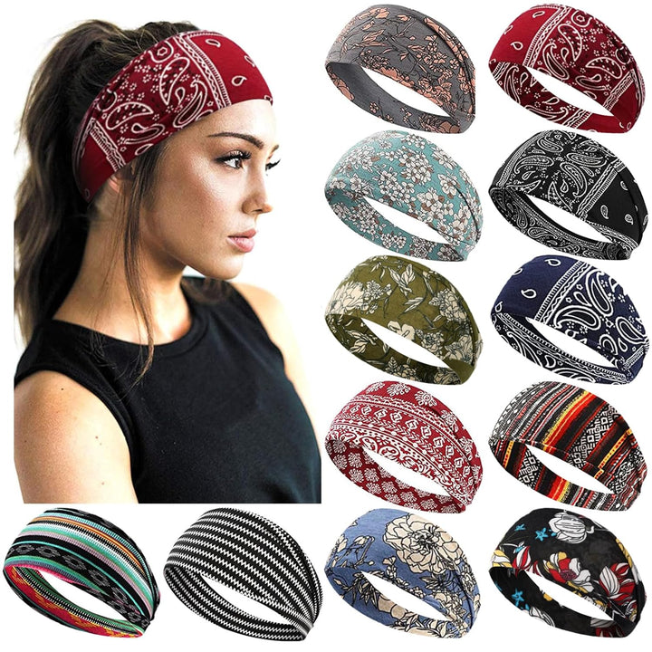 12 Pack Non-Slip Workout Headbands