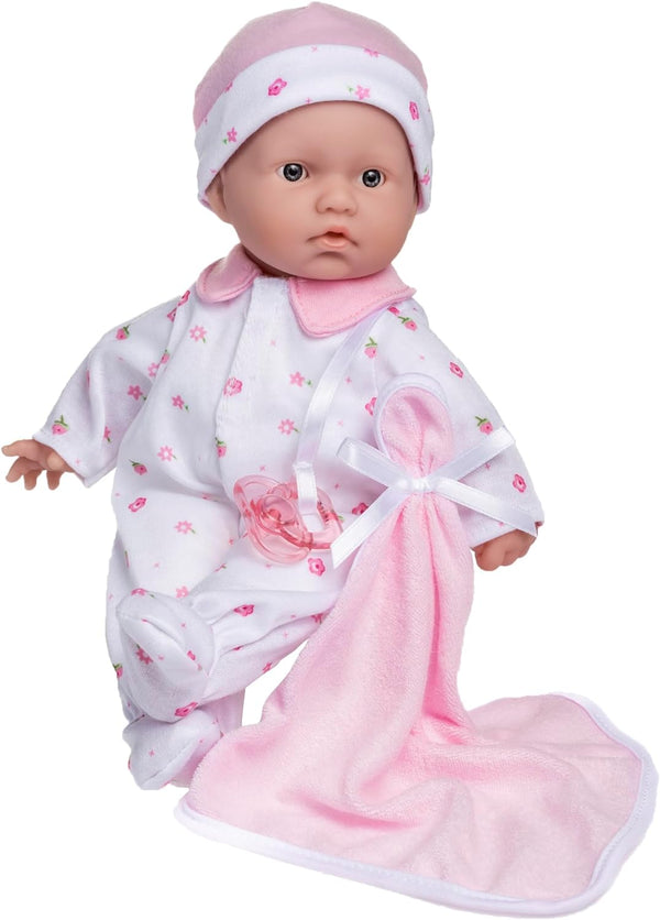 La Baby Caucasian Baby Doll Set – 11 Inch Soft Baby Doll | Washable |Removable Pink Outfit W/ Hat & Blanket | for Children 12 Months +