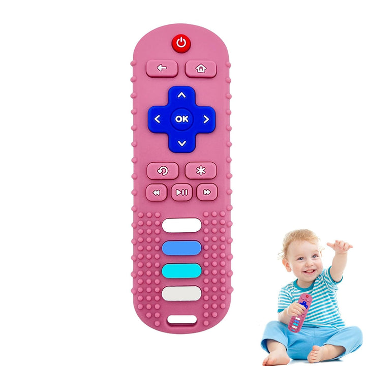 2Pcs Silicone Teething Toys, Remote Control Shape Teethers for Babies Remote Teething Toys, Silicone TV Remote Teether BPA Free/Refrigerator Safe