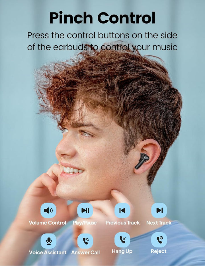 Wireless Bluetooth Earbuds with Mic & 50H Playtime