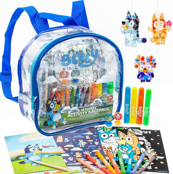 Ultimate Activity Backpack, 10+ Activities, Includes Backpack with 4 Sticker Suncatchers with 4 Suction Cups, 4 Surprise Scratch Arts, 2 Velv-Its Posters, 1 Coloring Roll, 4 Markers, Kid Gifts