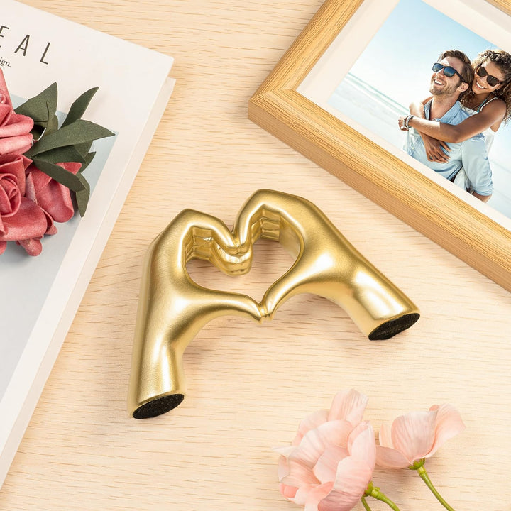 Gold Heart Hands Sculpture - Home Decor