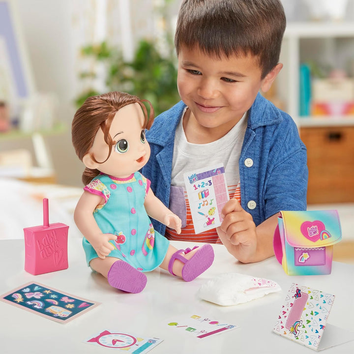 Time for School Baby Doll Set, 12 Inch, Back to School Toys for Girls & Boys, Brown Hair, Preschool Gifts for Kids, Ages 3+ ( Exclusive)