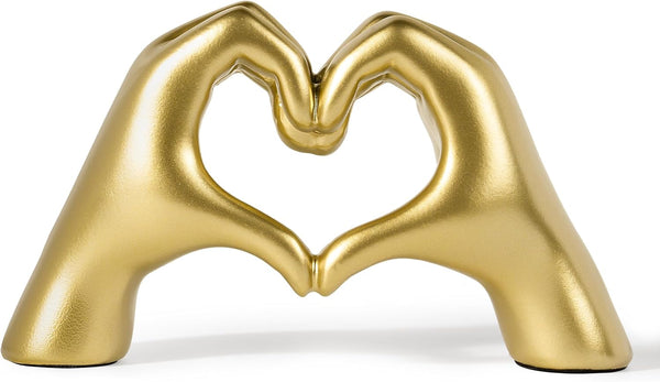 Gold Heart Hands Sculpture - Home Decor