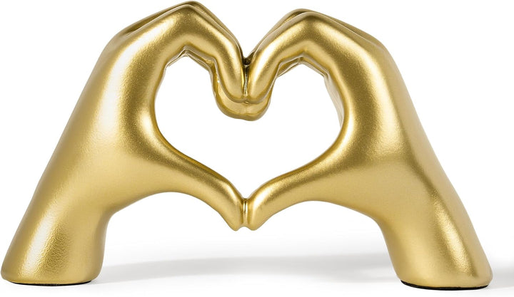 Gold Heart Hands Sculpture - Home Decor