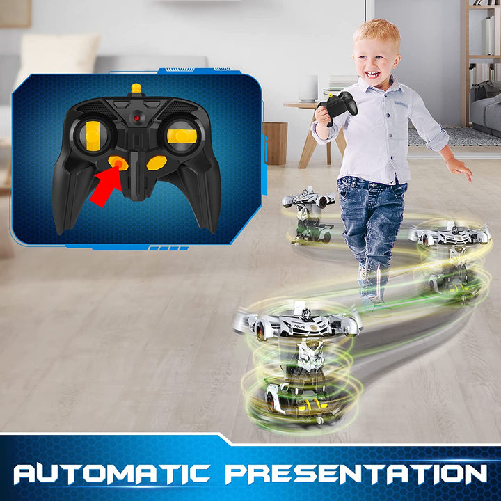 Remote Control Car - Transform Toys Car Robot, One Button Deformation to Robot with Flashing Light, 2.4Ghz 1:18 Scale Transforming  Car Kids Toys with 360 Degree Rotating, Girls Boys Toys