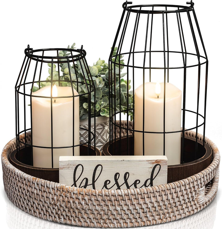 Rustic Farmhouse Lanterns - Set of 2