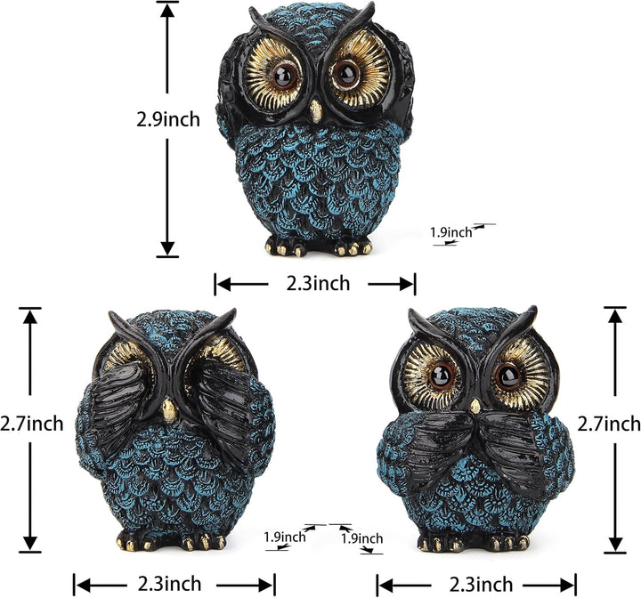 3 Wise Owl Figurine for Shelf Decor