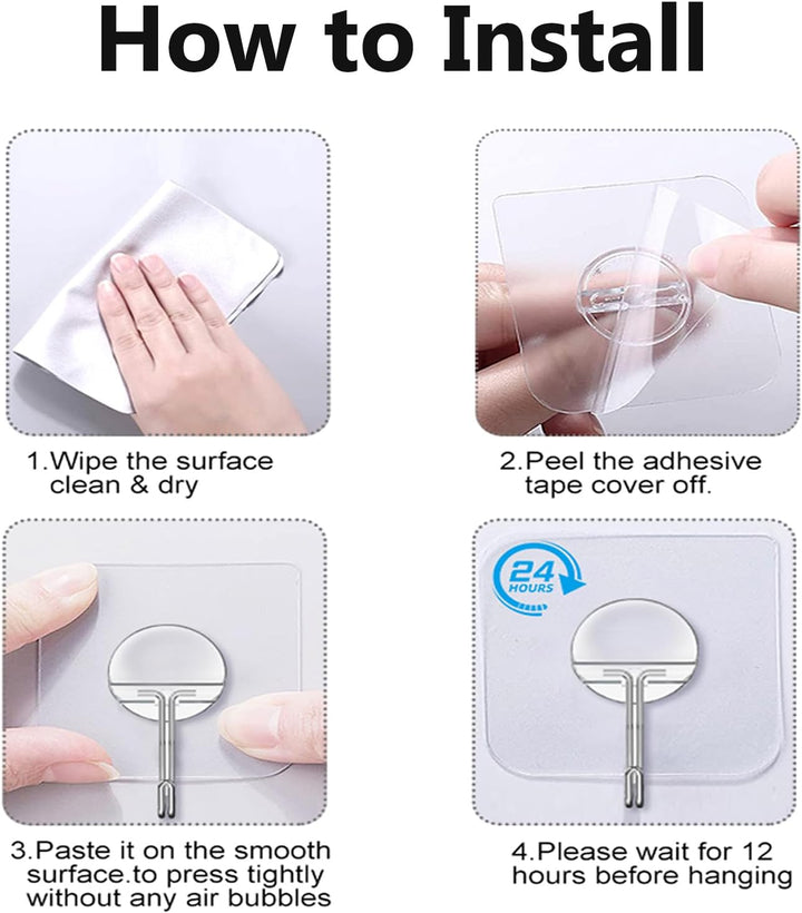 Heavy Duty Adhesive Hooks – 12 Pack