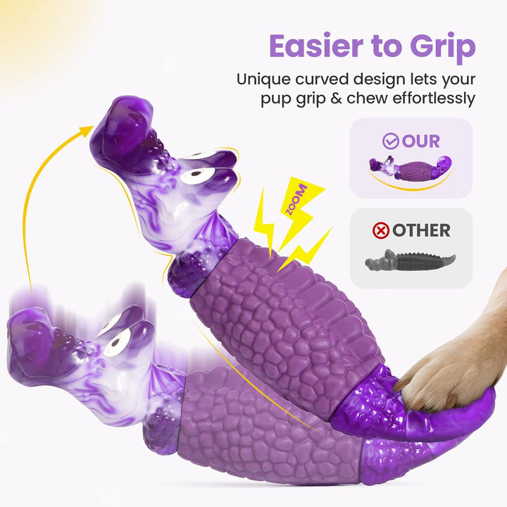 Tough Dog Chew Toys for Aggressive Chewers, Squeaky Indestructible Dog Toy to Keep Them Busy & Reduce Boredom for Medium, Large Breed, Bacon Flavor