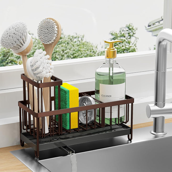 Black Sink Caddy Organizer with Soap Dispenser