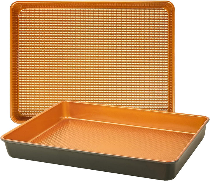 2-Pack Nonstick Copper Cake Pans 15"x11