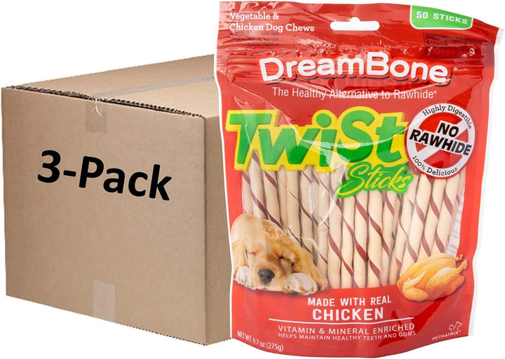 Real Chicken Twist Sticks for Dogs - 50 Ct