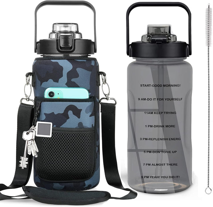 64oz Motivational Water Bottle with Sleeve