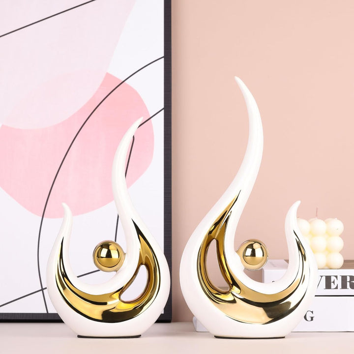 Modern White & Gold Ceramic Décor Set