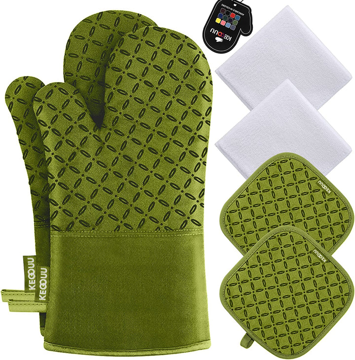 6Pcs Heat-Resistant Oven Mitts & Potholders
