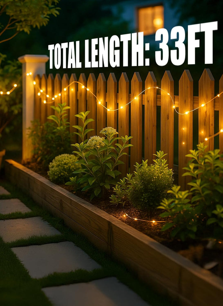 Solar String Lights for Outside, 33Ft 100 LED Outdoor Solar Fairy Lights, 8 Modes Balcony Lights for Tree Patio Christmas Party Wedding Decor (Warm White)
