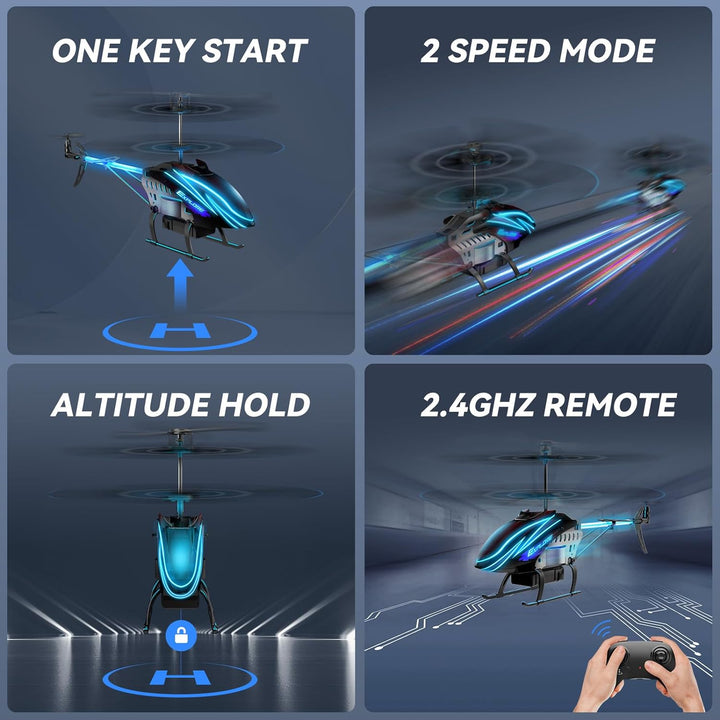 RC Helicopter, Remote Control Helicopter for Kids with 30Mins Flight(2 Batteries), 7+1 LED Light Modes, Altitude Hold, RC Toys for Boys Girls