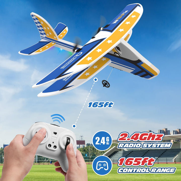 RC Plane, 2.4GHZ Remote Control Airplane W/ 3 Batteries & 6-Axis Gyro Stabilizer, 2CH RTF RC Glider Toy for Beginners Kids Boys Girls