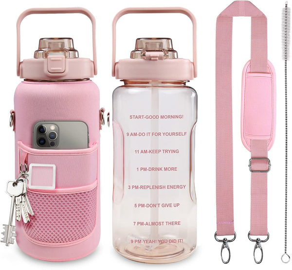64oz Motivational Water Bottle with Sleeve