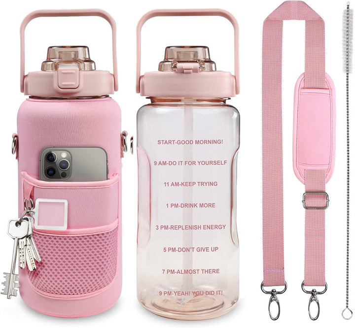 64oz Motivational Water Bottle with Sleeve