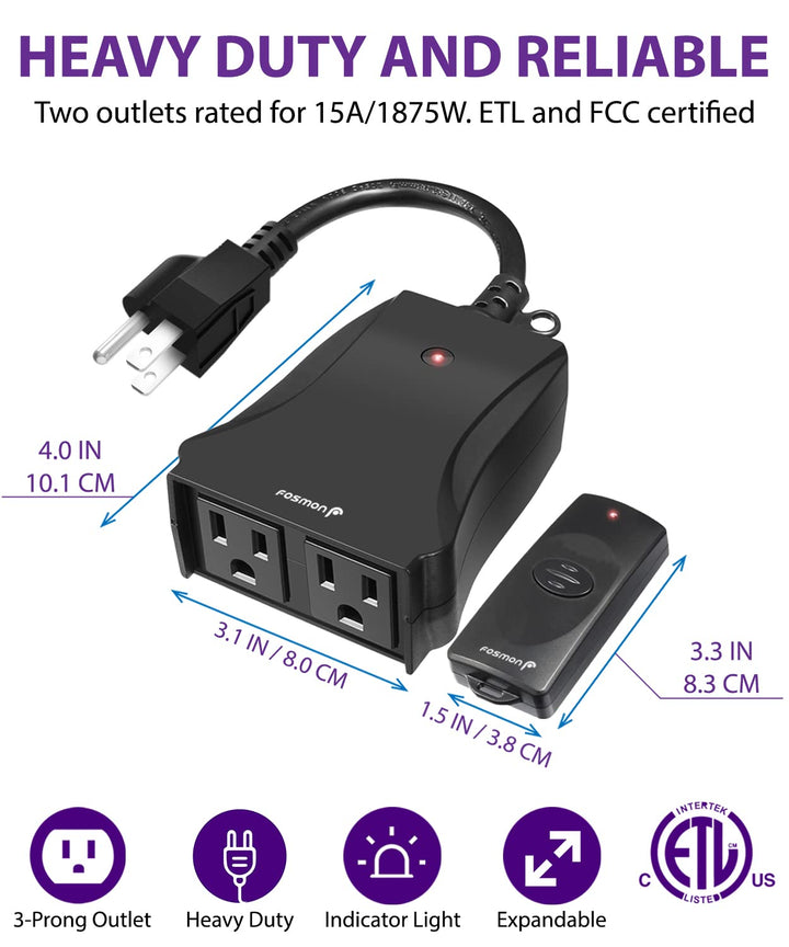 Outdoor Wireless Dual Plug Outlet – 100ft