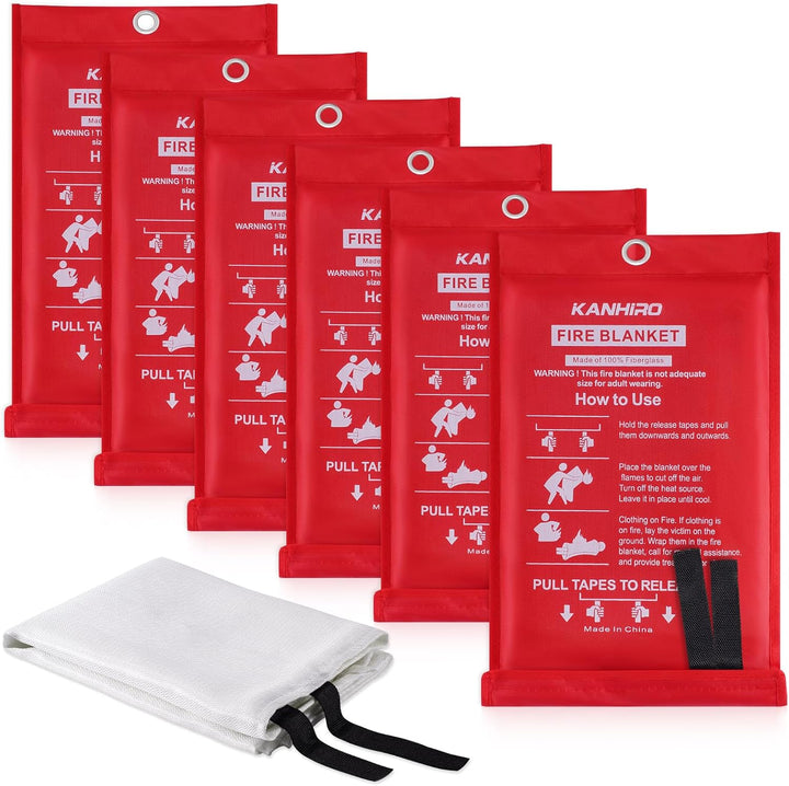 Emergency Fire Blanket for Home Kitchen - Fiberglass Fire Suppression Blanket Great for School, Fireplace, Grill, Car, Office, Warehouse (4 Pack, 39 in X 39 In)