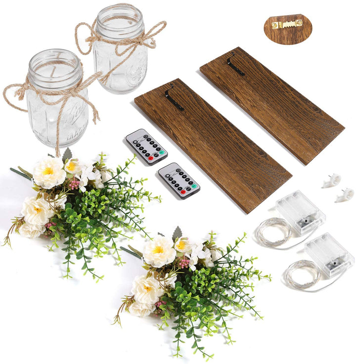 Rustic Mason Jar Wall Sconces with LED Lights