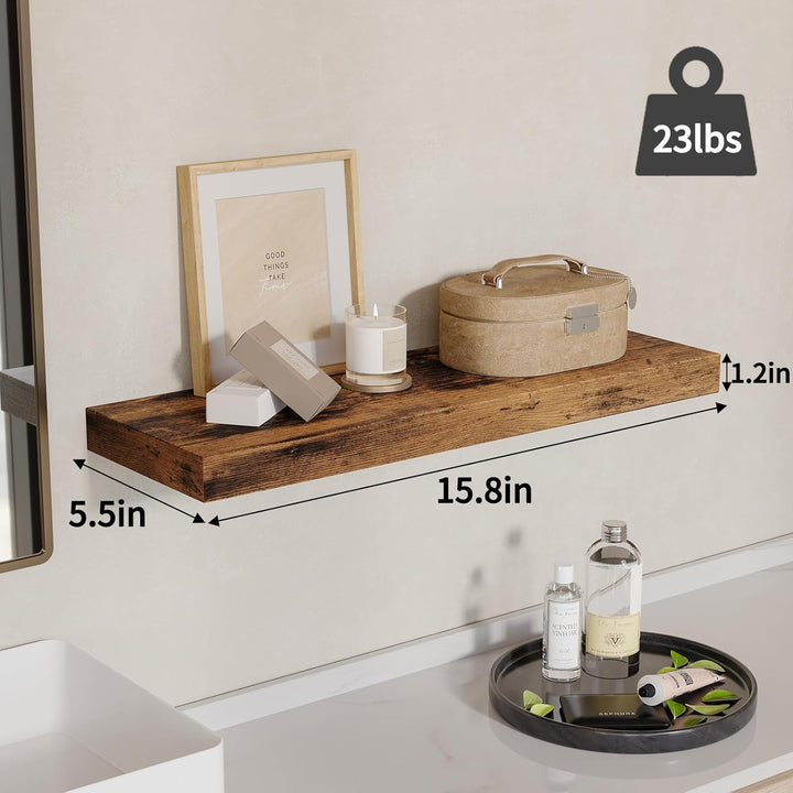 "Rustic Wood Floating Shelves Set of 4