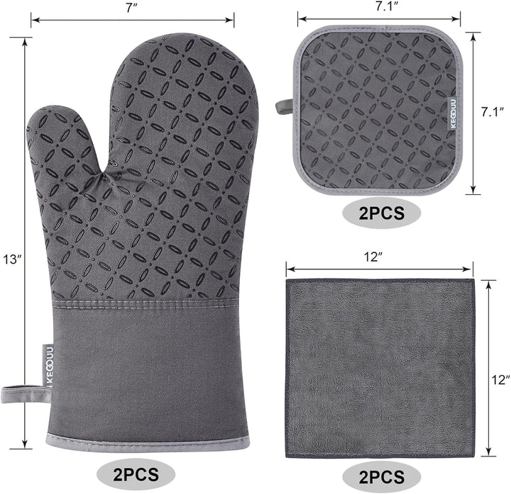 6Pcs Heat-Resistant Oven Mitts & Potholders