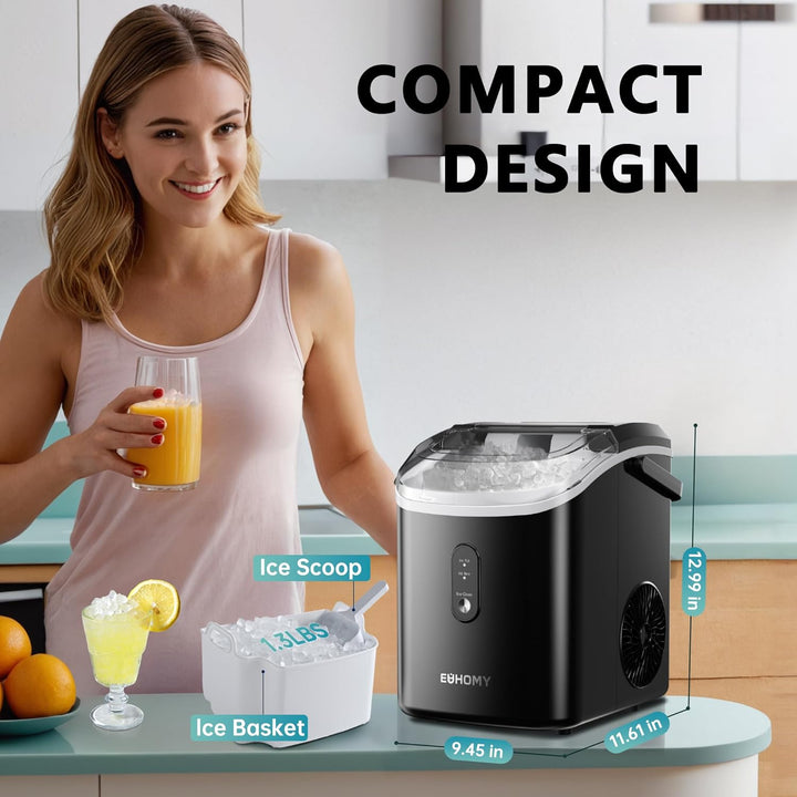 Nugget Ice Maker - 34Lbs/Day Black